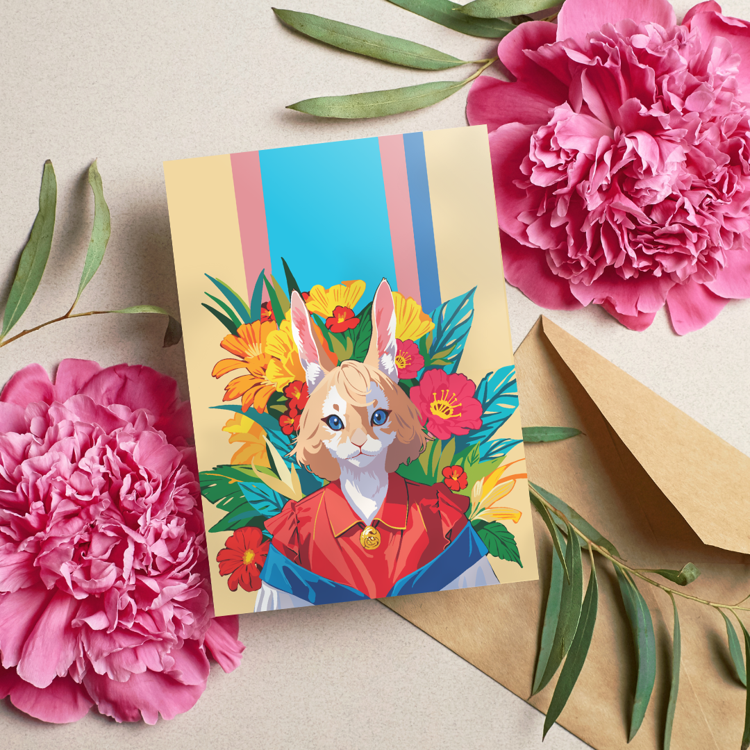 Urban Animal Portrait - Floral Rabit