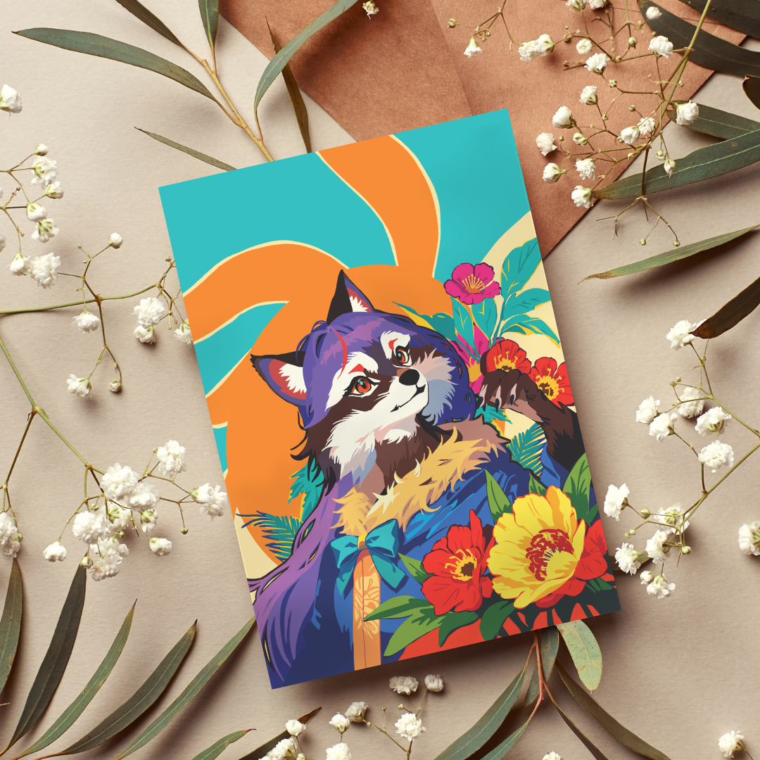 Urban Animal Portrait - Purple Breeze Raccon