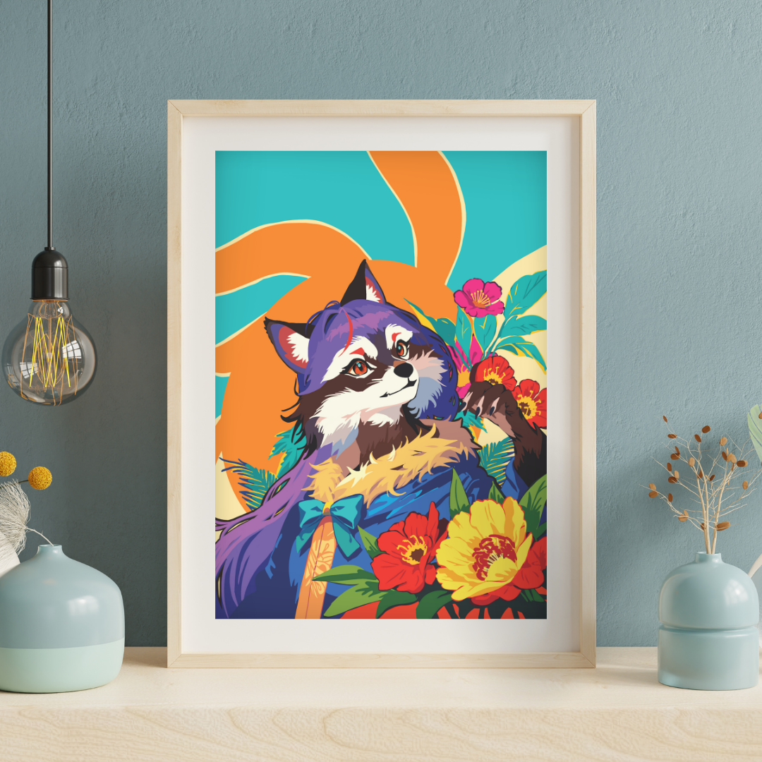 Urban Animal Portrait - Purple Breeze Raccon